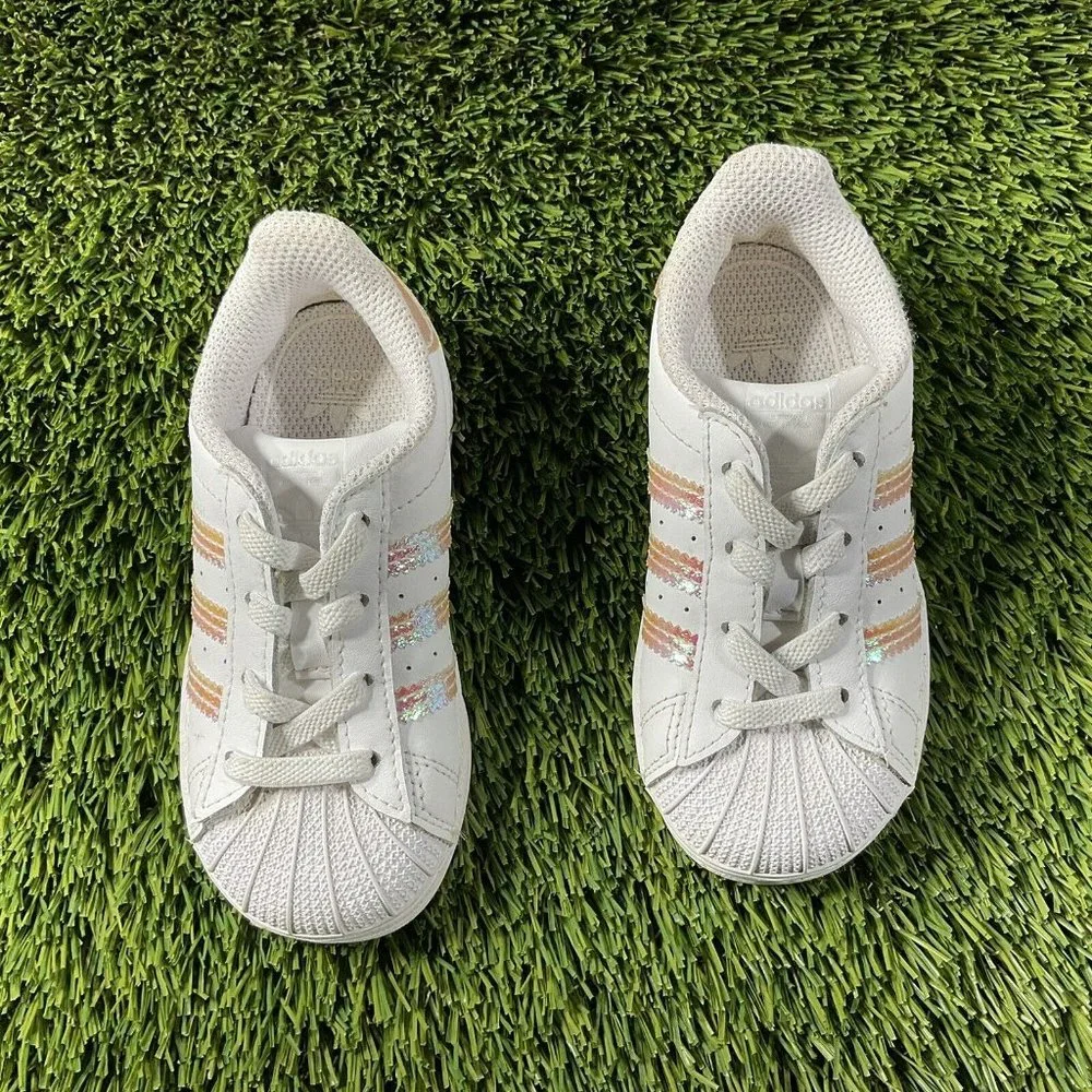 Adidas Superstar EL White Running Shoes Sneakers FV3143 Girls Toddler Size 7